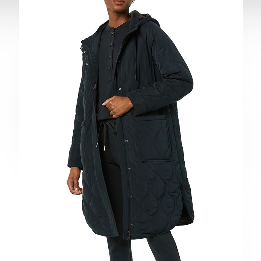 NWT Amazon Essentials Womens Water Repellent Mid-Length Quilted Hooded Coat - Picture 3 of 5